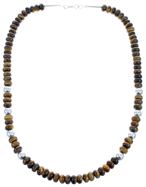 Tiger Eye Southwestern Authentic Sterling Silver Bead Necklace BX120743